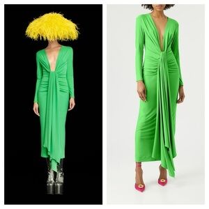 Solace London / Lorena plunge Midi Dress in Bright Green 2